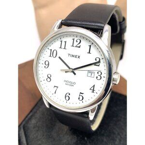 Timex Men's Watch TW2P75600 Quartz Indiglo White Dial Black Leather Band 38mm